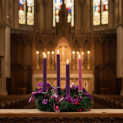 Simplelight Advent Candles, Purple & Pink, Remote, Timer, 9 Inch - Image 6