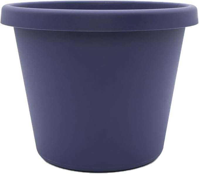 The HC Companies Prima Round Plastic Plant Pot w/Rolled Rim - Lightweight & UV Resistant Flower Pot for Herbs & More - Outdoor & Indoor Plant Pots w/Drainage (8 inch, Twilight Blue, Pack of 1)