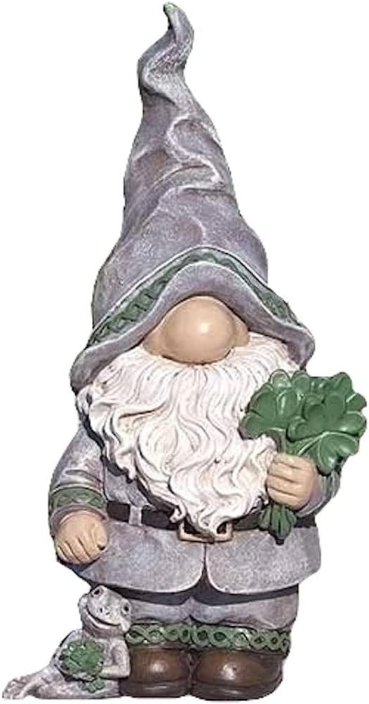 Roman Giftware Inc., Garden Collection, 14" H Irish GNOME with Shamrock,Religious, Inspirational, Durable (7x5x14)