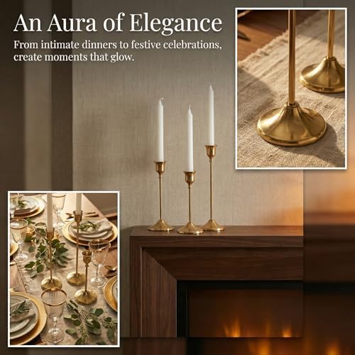 2 Sets(6 Pcs) Brass Tapered Candle Holder,Candlestick Tall Metal Candlestick Holders for Table Centerpiece Home Decor for Wedding Fireplace Mantel Housewarming Gift Fits 3/4 Inch Thick Candles - Image 7