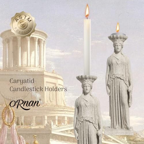 Caryatid Candle Holders True Natural Reclaimed Stone 11" inch high, Premium Reclaimed Stone Candlestick Holder for Wedding Dinning Party, Candle Stand for 3/4-Inch Taper and Pillar Candles - Image 2