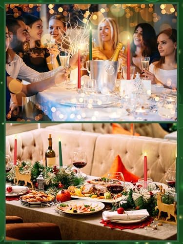 Treela Battery Operated LED Taper Candles,Basic,10 Inch,Red,Green - Image 6