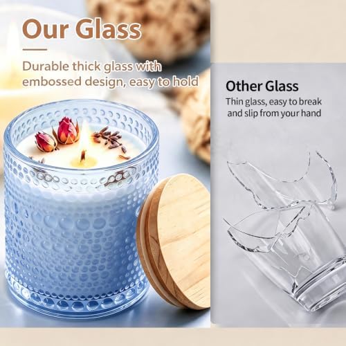 DARJEN 12 Pcs 8oz Glass Candle Jars with Lids, Candle Tins-Blue - Image 4