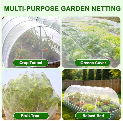 8×25 FT Garden Netting, Ultra Fine Mesh Pest Barrier, Plant Covers Row Cover for Vegetables Fruits Flowers, Greenhouse Raised Bed Screen Protect Plants from Birds Bugs - Image 4