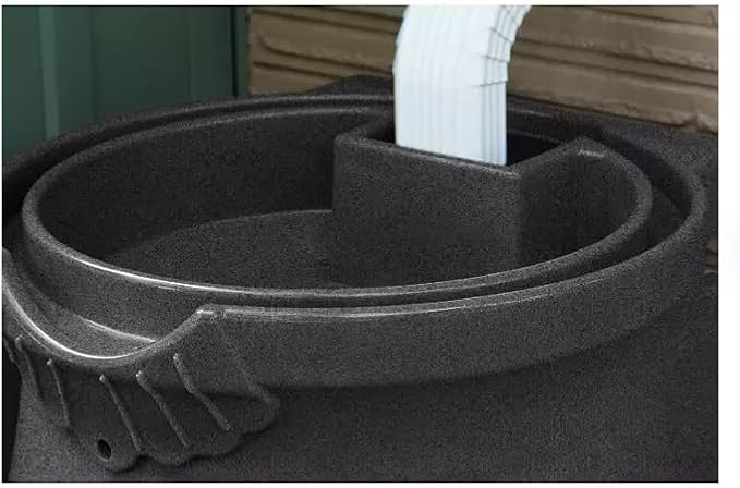 Rain Wizard Decorative Urn Rain Barrel, Durable polyethylene Resin, with Brass Spigot, Flat-Back Design,Perfect for Gardening Any Home (Dark Granite, 50 Gallon)