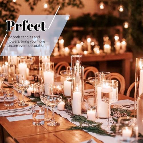 12Pack Glass Cylinder Vases for Centerpieces - 12 Inch Tall Flower Vase for Wedding Decorations, Floating Candle Holder Vase Bulk,Glass Hurricane Candle Holders for Table Shelf, Party, Home Decor - Image 7