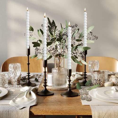 MAITREYA White Taper Candles Conical Stick Candles Spiral Taper Candles-Set of 4 for Decoration Weddings Party Church-Unscented Dripless Candles,10inch(D-White) - Image 4