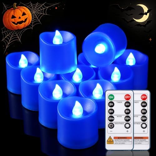 Homemory Blue Flameless LED Votive Tealight Candles & Timer Remote, 24Pack by Homemory