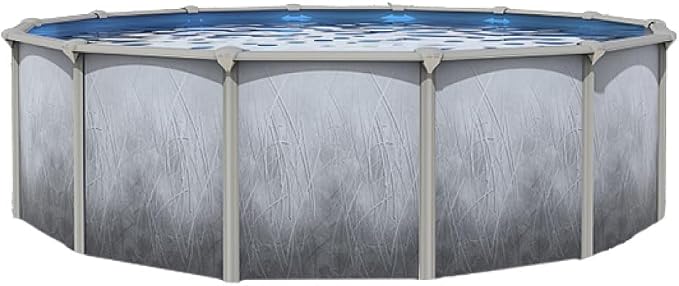 Lake Effect Pools 'Bermuda' 15 ft Round Above Ground Swimming Pool | 48 Inch Walls | 6" Steel Top Ledge | Bundle Includes: 25 Gauge Overlap Liner & Widemouth Skimmer