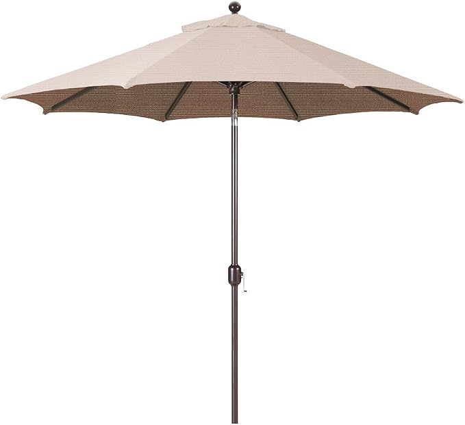 Galtech Deluxe Auto Tilt Market Umbrella, 7.5ft - Outdoor Patio, Deck, Pool, Backyard Stand Alone Umbrella - Octagon, Heavy Duty w/Bronze Frame & Sunbrella Fabric (Taupe)