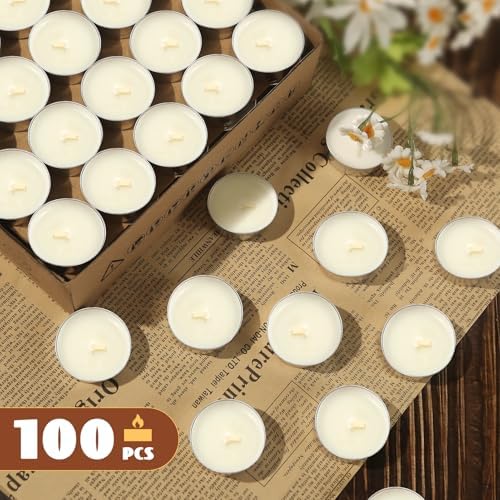 Soy Tea Lights Candles 100 Pack,4 Hours Long Clean Burning,Natural Soy Wax - Image 2