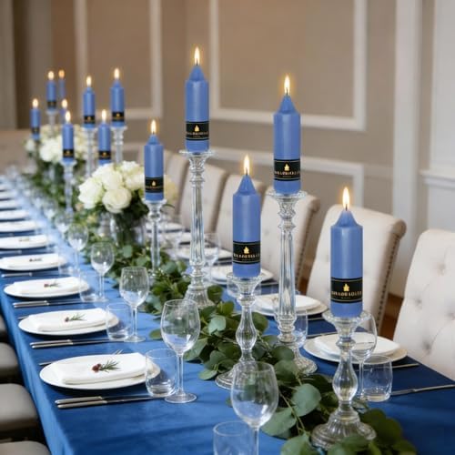 5 inch Short Taper Candle 4 Pack Handmade Haze Blue Candles Unscented Smokeless Pastel Candlesticks for Holiday Wedding Dinner Party Seasonal Celebration Birthday Home Decoration - Image 2