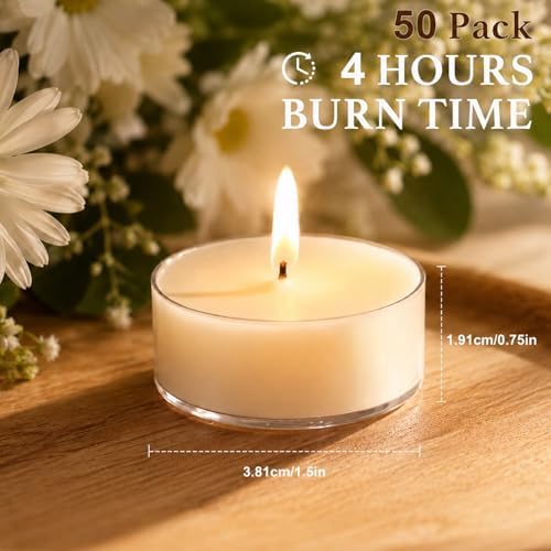 Tea Lights Candles, Votive Candles Bulk 50 Pack, 4 Hour - Image 2