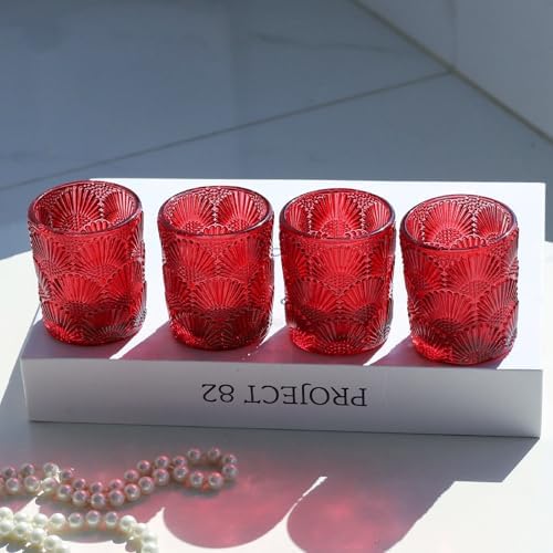 Woho Red Ginkgo Leaves Votive Candle Holders Set of 12 for Valentines Day - Image 7