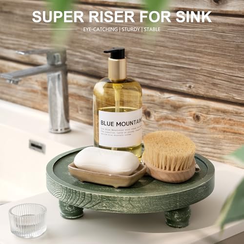 EOSAHR Round Wood Riser for Kitchen Counter & Bathroom Decor, Green - Image 6