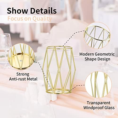 NUPTIO Gold Geometric Hurricane Candle Holder, 1 Piece - Image 3