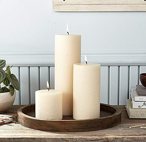 Root Candles Unscented Pillar Candles Beeswax Enhanced Textured Timberline™ Pillar Candle, 3 x 9-Inch, Ivory - Image 4