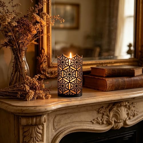 Hosley's Set of 2 Flower 7" High Cut Bronze Candle Holder & Lantern. Ideal for Use with Hosley Highly Scented Candles, Jar Candles. Can be Used as a Decorative Centerpiece in Your Living/Dining Room - Image 7