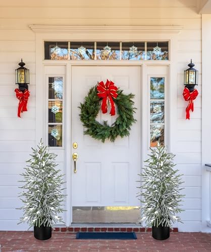 3FT Snow Flocked Artificial Norfolk Pine Tree in Pot, Real Touch Artificial Topiary Tree Small Faux Tabletop Christmas Tree for Front Porch Kitchen Home Indoor Outdoor Decor - Image 7