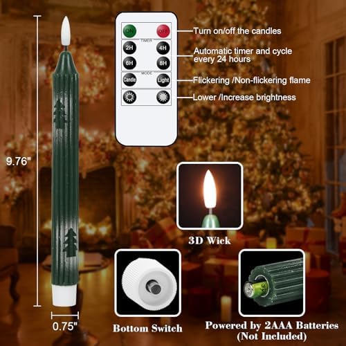 Wondise Christmas Flameless Taper Candles with Remote and Timer - Image 2
