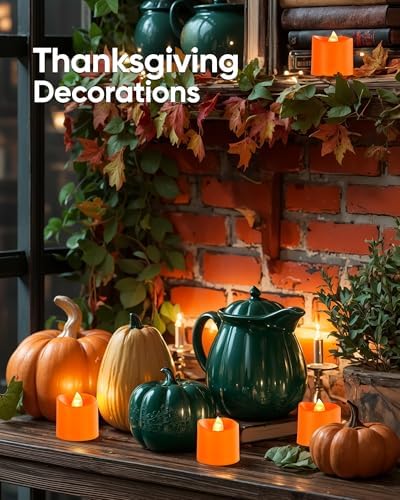 Homemory Orange Flameless LED Votive Tealight Candles & Timer Remote,12Pack - Image 6