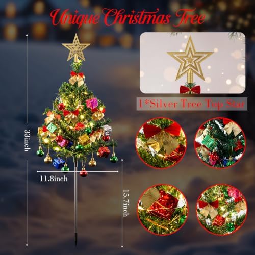 2 Set 30 Inch Christmas Tree Garden Stake Lights Outdoor Decorations - Image 2