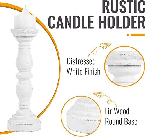 White Rustic Candle Holders for Pillar Candles,18-Inch Vintage Wooden Candle Holders Pillar,Candle Holder for Candlesticks,Farmhouse Style Accent Decor,Gift for Home (1Piece, 5.5" x 5.5" x 18.3") - Image 6
