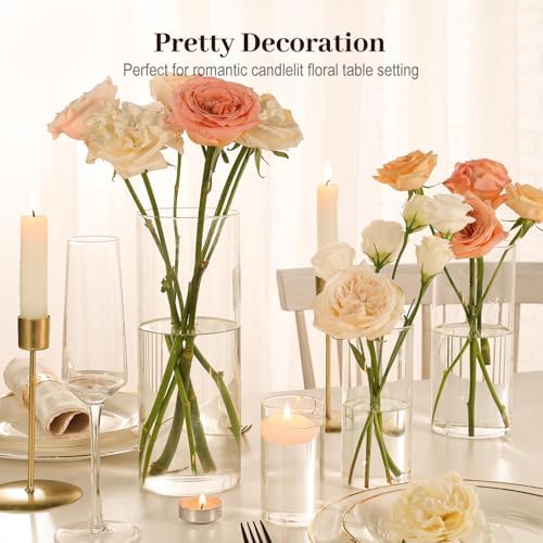 TBWIND 16pcs 4/6/8/10 Inch Clear Glass Cylinder Vases for Centerpieces - Image 3