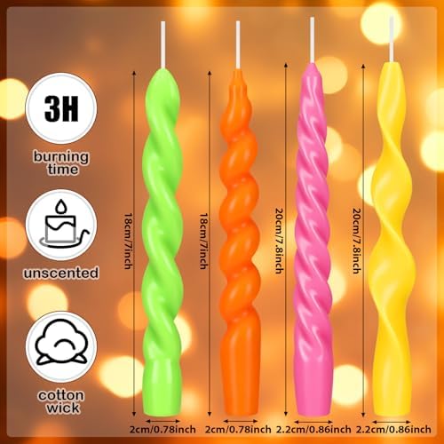 Nuanchu 4 Pcs Twisted Taper Candles,7.87 Inch,Pure,Neon - Image 2