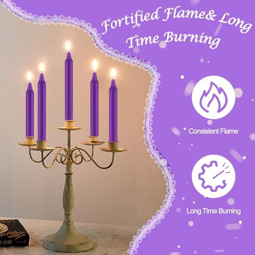 Tobeape 24 Pack Purple Spell Chime Candles, 4" Unscented Mini Taper Candles - Image 4