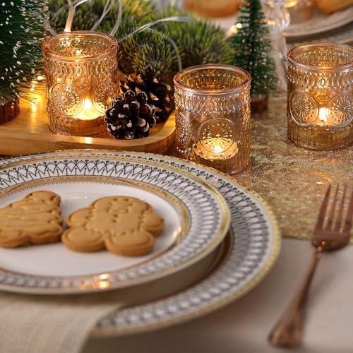 DEVI 24pcs Gold Glass Votive Candle Holders, Wedding Decorations, Gold Centerpieces for Tables, Bridal Shower Fall Party Home Table Decor - Image 2