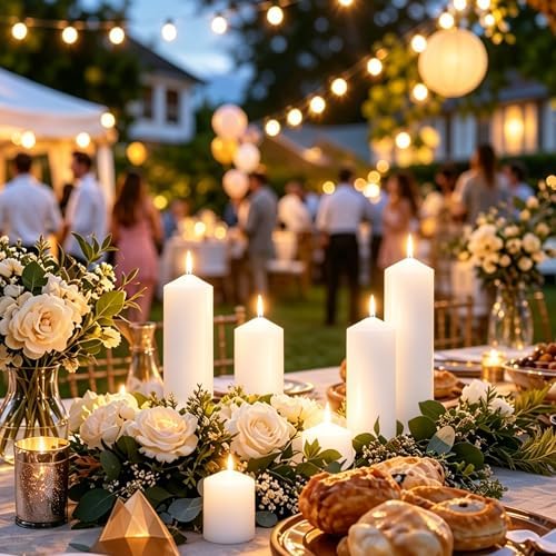 6-Pack White Pillar Candles, 2x3, 2x6, 2x8 Inch - Image 7