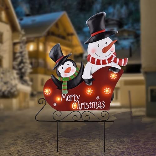 Solar Metal Christmas Stakes Decor, Outdoor Christmas Lights Decorations by LIGHTSHINE