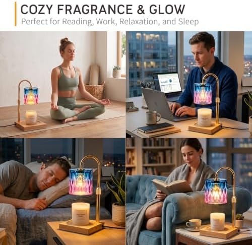TOACSUCP Candle Warmer Lamp with 3 Bulbs, Adjustable Height Dimmable Candle Warmer with Timer, Compatible with Large Jar Candles, Candle Lamp with Charming Gift Box Ribbon for Her/Him (Blue Purple) - Image 4