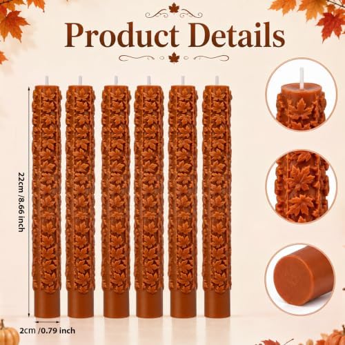 Conelist 6 Pcs Fall 3D Maple Leaf Taper Candles 8.5 Inch Autumn Colorful Decorative Scented Candles Fall Home Table Centerpiece Decorations for Thanksgiving Harvest Halloween Party Decor (1 Color) - Image 3