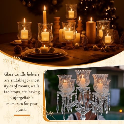 AceOrbit 12 Pack Candle Holder Glass Votive Holders with Peg Silicone Bases Glass Candle Cups for Tealights, LED Candles Religious Ceremonies for Weddings Home Church Holiday Decorations (Clear) - Image 3