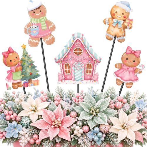 5 Pack 12'' H Metal Christmas Yard Stakes Outdoor Decorations by Roowest