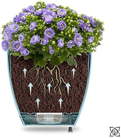 Santino 7.9 Inch Deco Self Watering Pots for Indoor Plants in Anthracite (Set of 3) - Decorative Flower Pot with Water Level Indicator and Drainage Cartridge for All House Plants, Flowers and Herbs