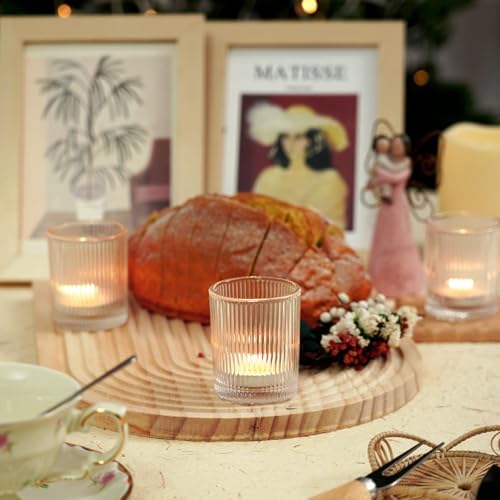 Homemory 24 Pcs Glass Votive Candle Holders, Clear Tealight Candle Holder, Vintage Candle Holders Bulk for Table Centerpieces, Christmas, Baby Shower, Birthday, Wedding - Image 5