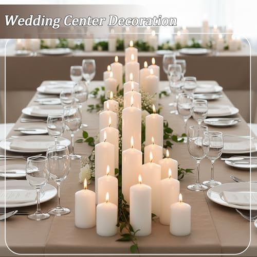 36 Pcs White Pillar Candles Bulk Set，3 Different Lengths 2 x 3/4/6 Inch (12 Each)，Hurricane Candles，Dripless Unscented Smokeless，Gives You a Better Atmosphere When Organizing an Event Party. - Image 6