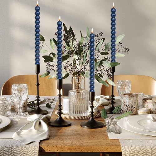 MAITREYA Navy Spiral Taper Candles-Set of 4 for Decoration Weddings Party Church-Unscented Dripless Candles,10inch(Navy-D) - Image 3