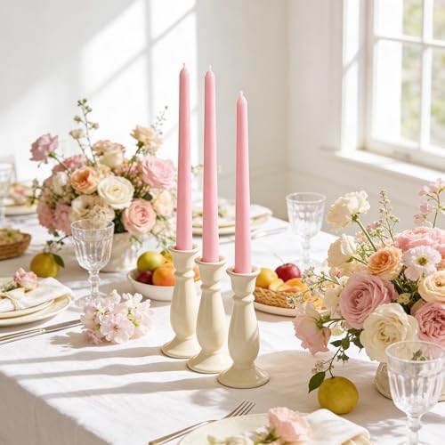 Viyffo Taper Candles, 10 Inch, 4 Pack, Cheery Bloom Pink – Unscented - Image 2