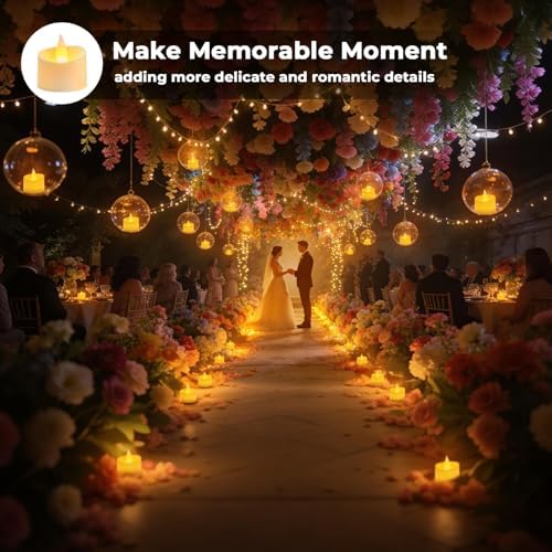 Flameless Tea Lights Set of 24 Realistic Battery Operated Candles with Climbing Flame Effect, Cozy Ambient Candles for Wedding Party Home & Table Decor, 150H+ Battery Included (Ivory) - Image 2