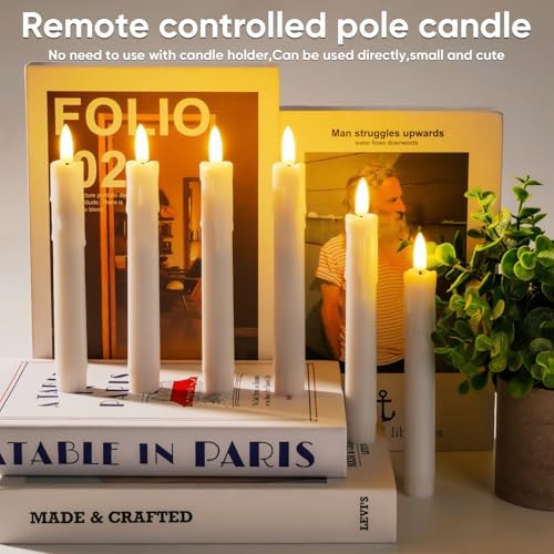 Homemory 7 Inches Flameless Taper Candles with Remote Timer, Short Led Candlesticks with 3D Flickering Light, Battery Operated Candles with Lifelike Flame for Wedding Home Xmas Decor, White, 12 Pcs - Image 6