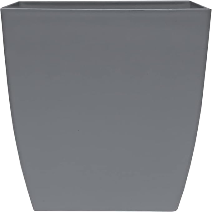 The HC Companies Aria Self Watering Square Plant Pot w/Drainage - Planters for Outdoor Plants & Indoor Plants - Lightweight & UV-Resistant Plastic Pots for Plants (8" Warm Gray, Pack of 1)