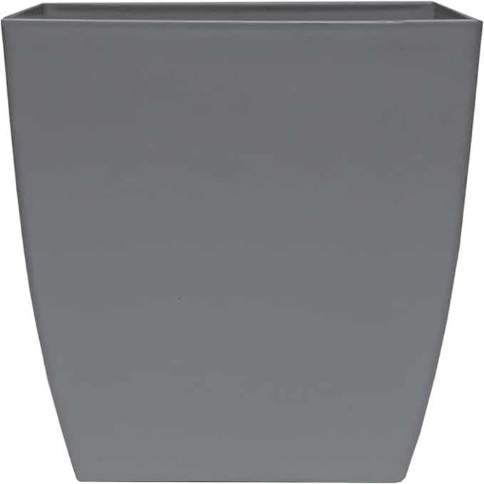 The HC Companies 6 Inch Aria Square Self Watering Planter - Plastic Plant Pot for Indoor Outdoor Plants Flowers Herbs, Warm Gray