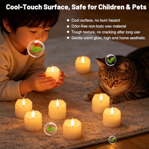 Wondise 2" Real Wax Flameless Votive Candles with Remote Timer - Image 4