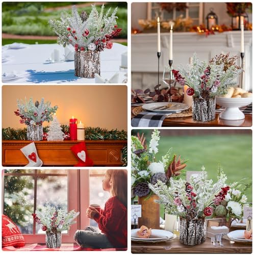 2 Pack Christmas Table Decorations, 14 Inch Christmas Centerpiece Small Potted Christmas Tree, Pine Cones and Berries, Xmas Artificial Plants for Tables, Home, Mantel Holiday Decor - Image 6
