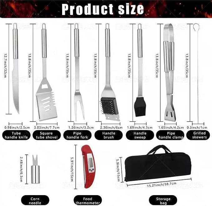 16PCS BBQ Grill Accessories Set,Grilling Tools Gift Set for Men Birthday Father's Day, Portable Multifunction Grilling Utensils Tools Kit with Storage Bag for Outdoor Grill Camping BBQ Party