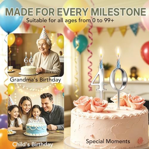 20PCS Reusable Number Candle Holder Set, Upgraded Thicker Metal Candle Stands for Birthday Cake, Cake Topper Decorations for Anniversary Date Displays, Silver - Image 6